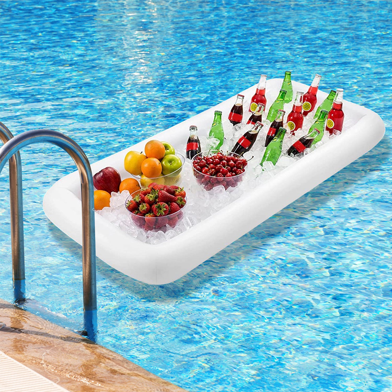 Porta bebidas con hielo hinchable para piscina, lago, mar y exteriores ...