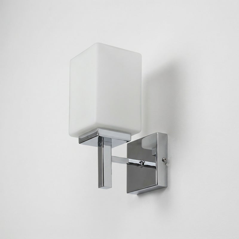 Kinkiet łazienkowy ZENKAI chromowany biały 1xE14x10W szkło wym:24,5x10x15,5cm IP44 Rabalux