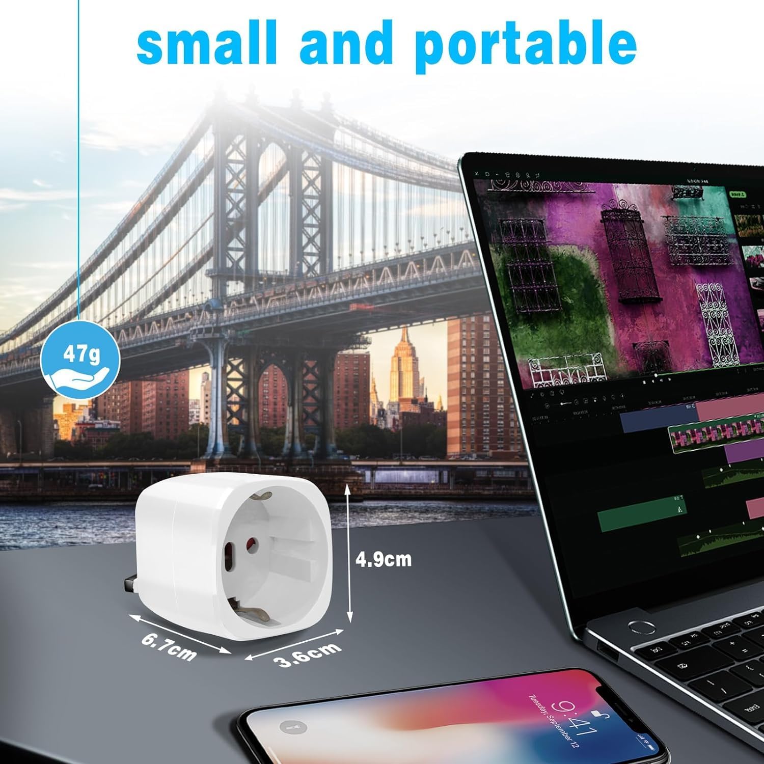 2x prises de voyage type G - Prise universelle type G - Prise de voyage tout-en-un - Prise de vacances - Adaptateur de voyage - Blanc - 4