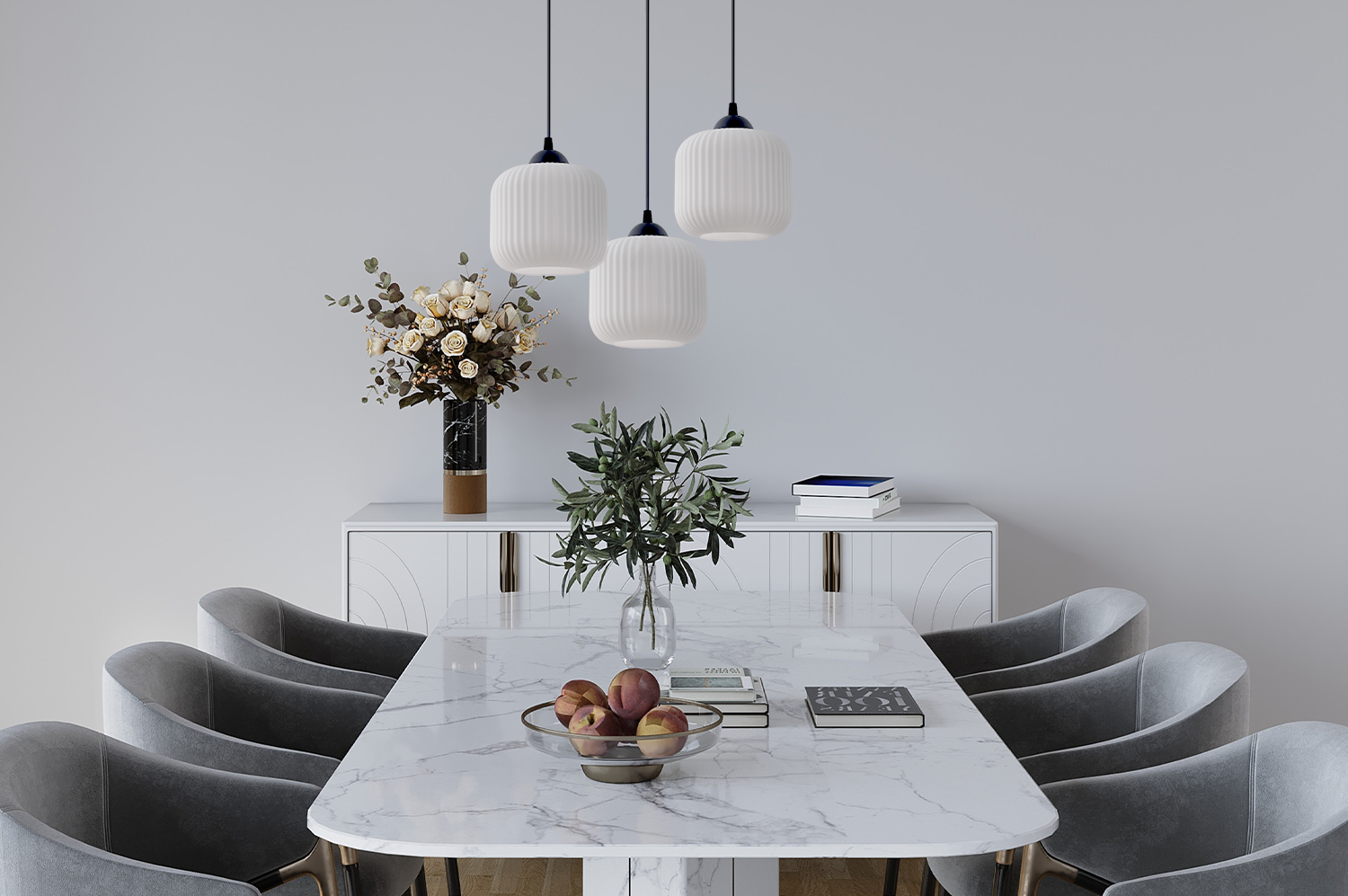 Lampa sufitowa wisząca Riffle loft 3xE27 klosz walec czarny/biały Light Home LH - 3