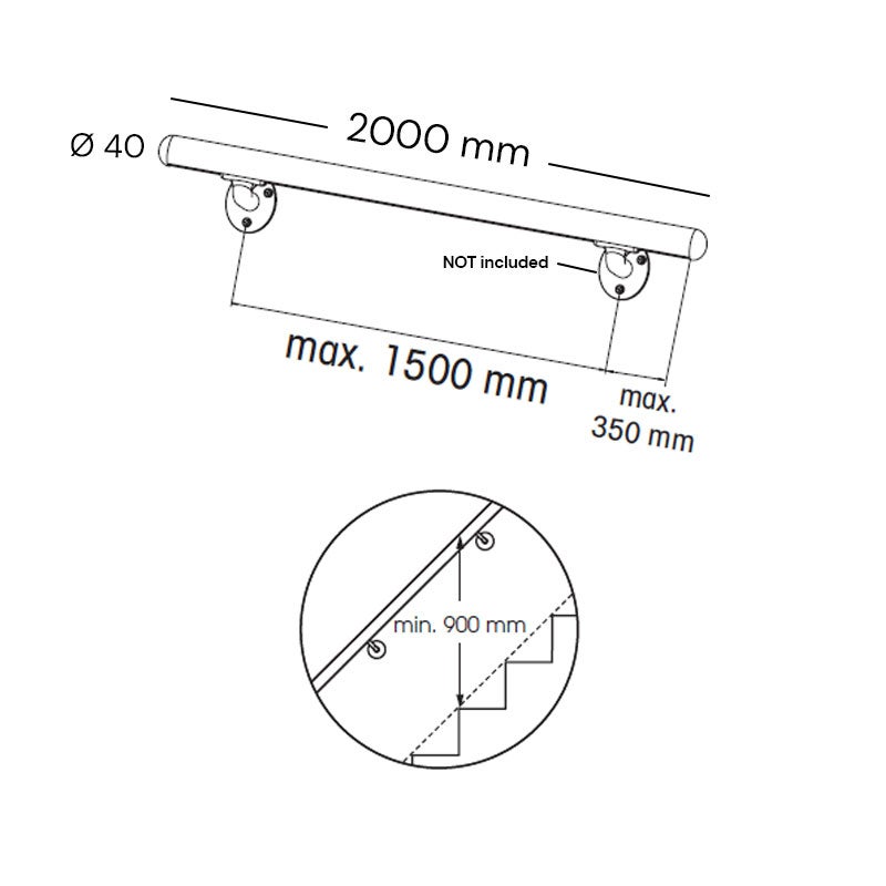 Main Courante Inoline White Ø40 X 2000 Mm - 3