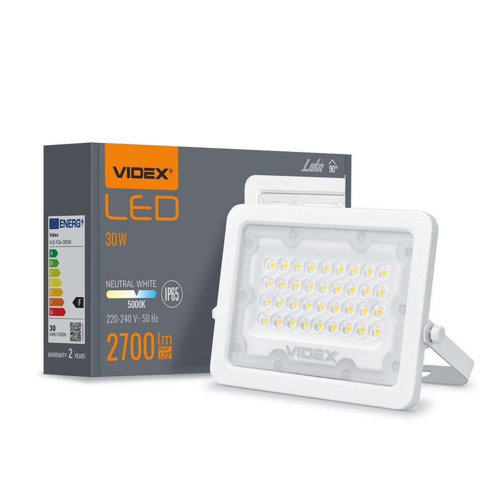 Naświetlacz LED biały LED 30W 5000K 2700lm IP65 wym: 12,2 x 16,7 x 2,4 cm aluminium Videx