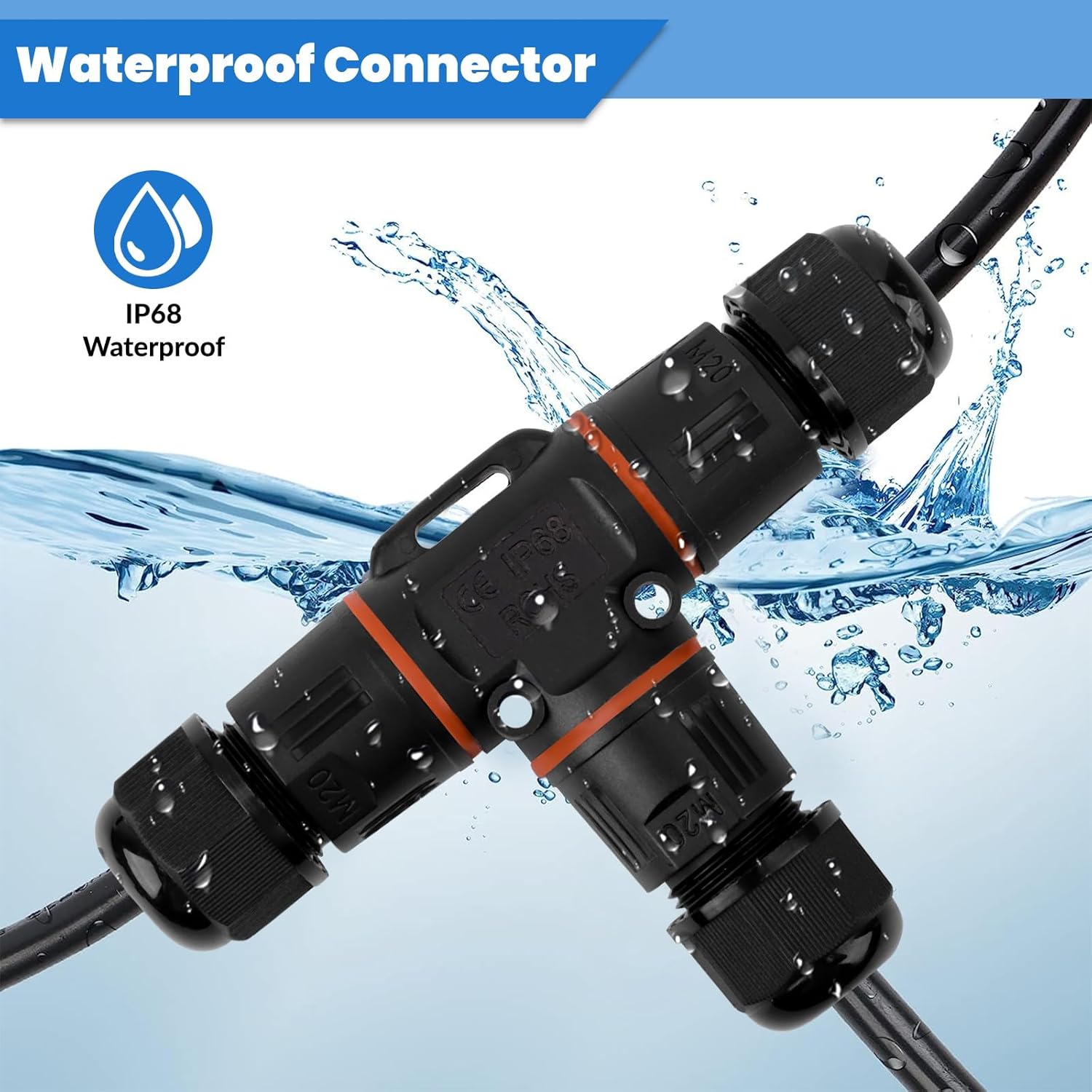 per 3 cavi CTRICALVE IP68 esterna impermeabile cavo connettore diametro 9 mm-12