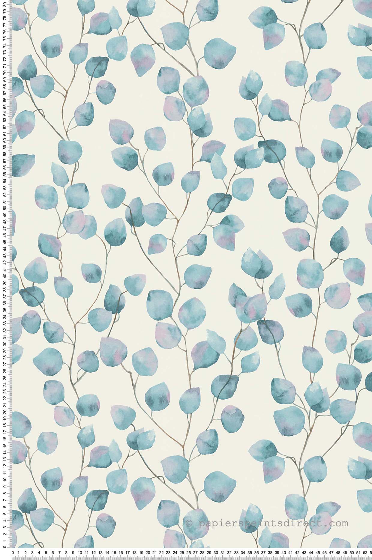 Papel pintado flores azul y blanco - 53 cm x 10,05 m - a.s. création