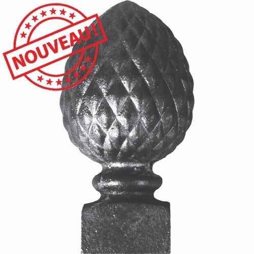 Pomme de pin sur socle - Hauteur 180mm Diamètre 92mm Largeur de la base 60mm - Fonte - À visser