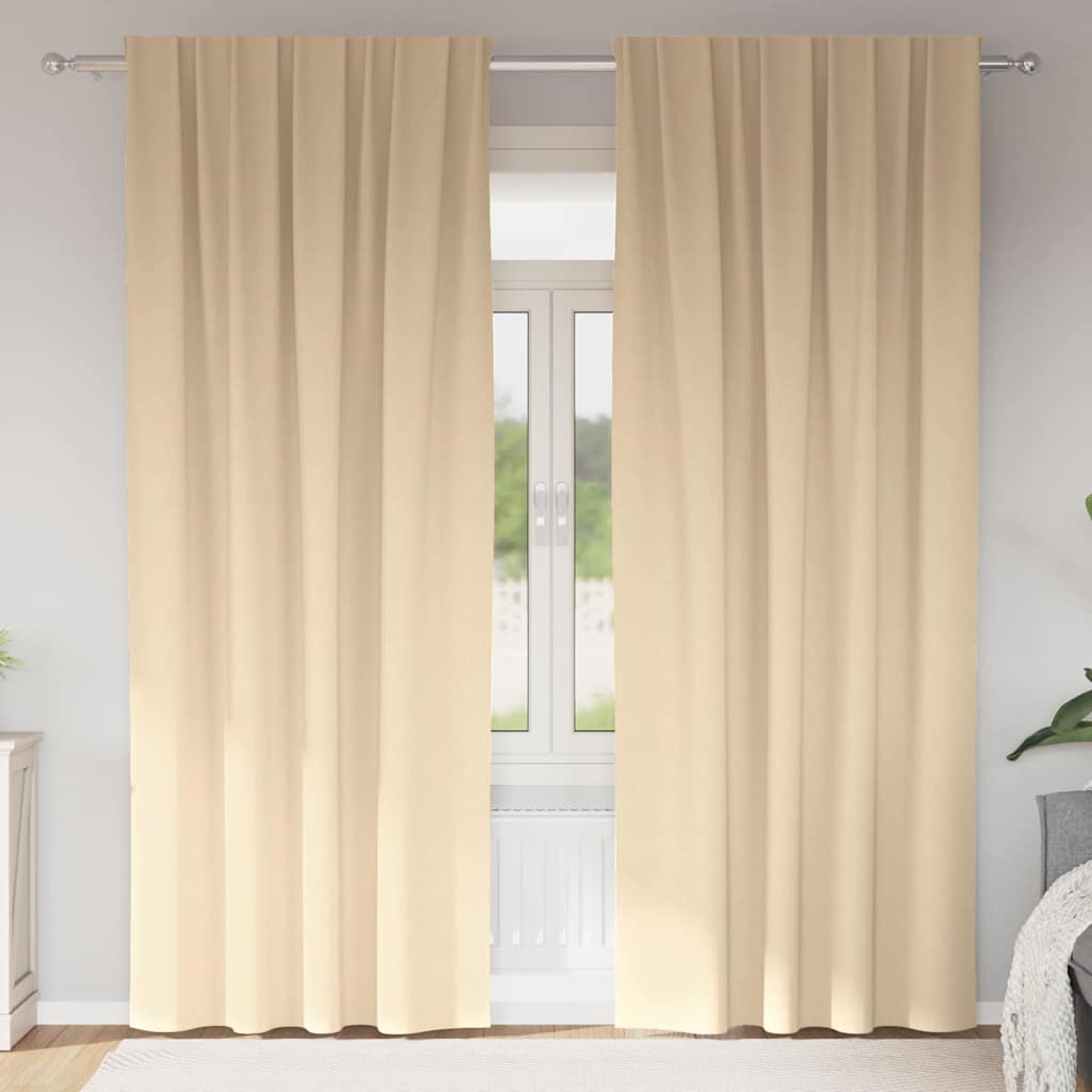 Firany blackout z kółkami 2 pcs Kremowy 245 x 140 cm Poliester vidaXL