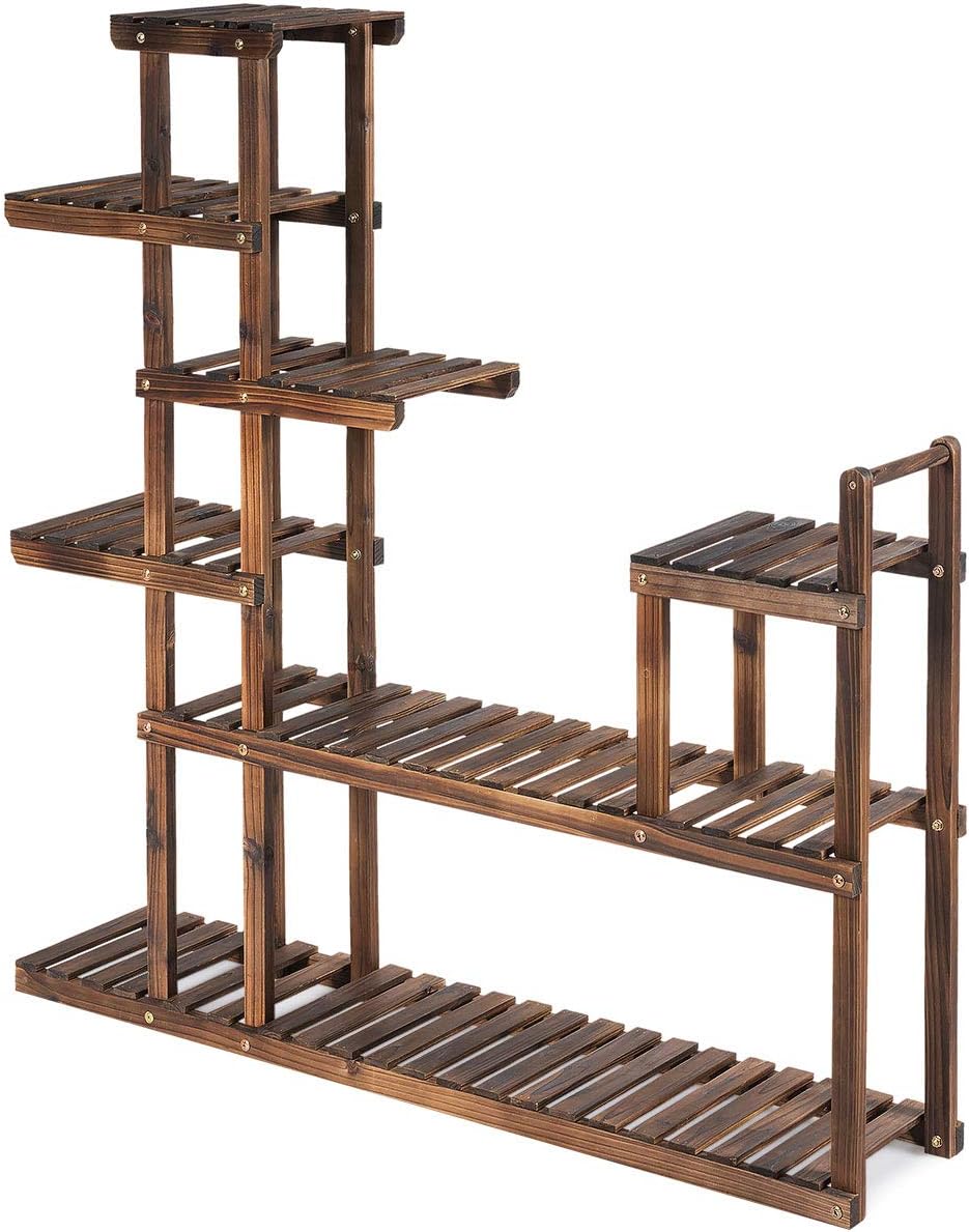 Étagère à fleurs en bois à 7 niveaux porte plante durable décoration décorative 120x25x120cm - 8