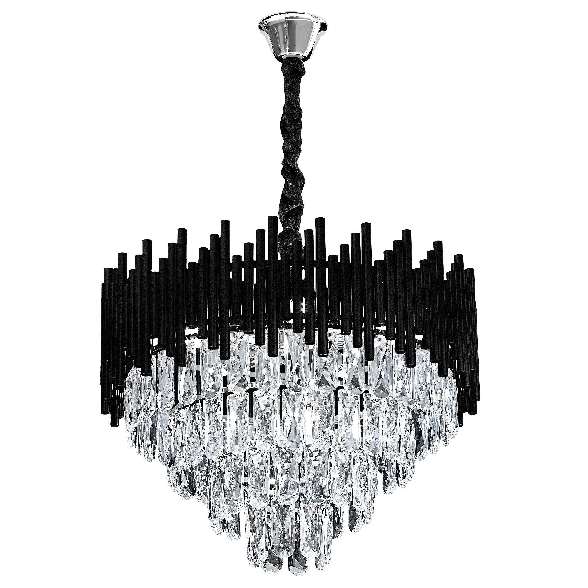 Lampa Sufitowa Wisząca z Kryształami Toolight G063-Cp 50Cm Czarna