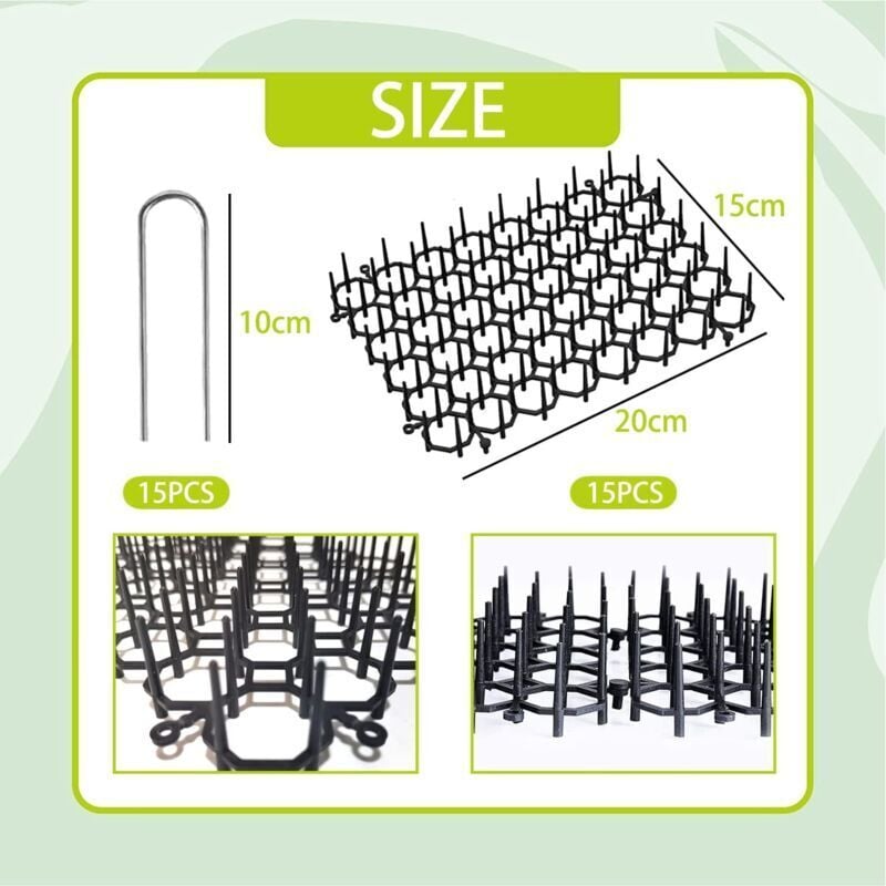 XFLYP Anti-Chat Avec Pointes, 400 X 30cm Empêcher Les Animaux De S'approcher Avec 16 Piquets En Métal, Tapis Répulsif Avec Epine Grille Pic Tapis Pour Jardin, Clôtures,Canapé-Protège Plantes(Blanc