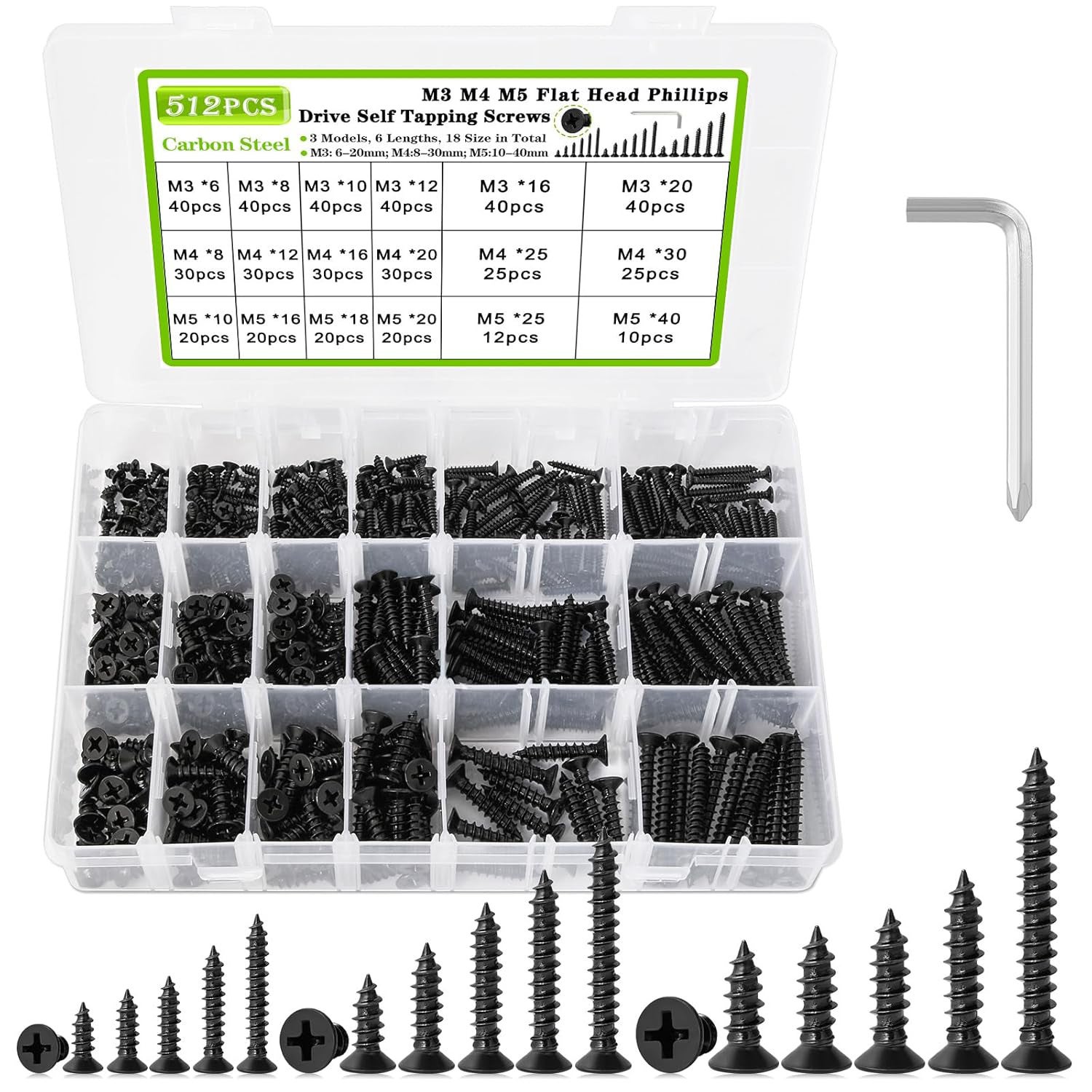 ORANXIN – Lot 30 Vis Autotaraudeuses Tête Cylindrique M5x30mm – Acier Carbone Niveau 8.8 – Noir