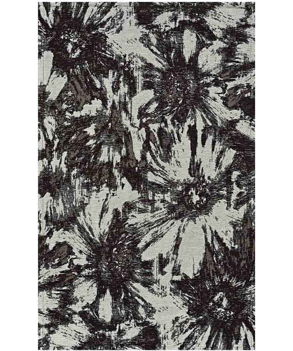 Dywan welurowy antypoślizgowy LOTUS FLOWERS, 175 x 240 cm, CZARNY | GalleriaFarah1970