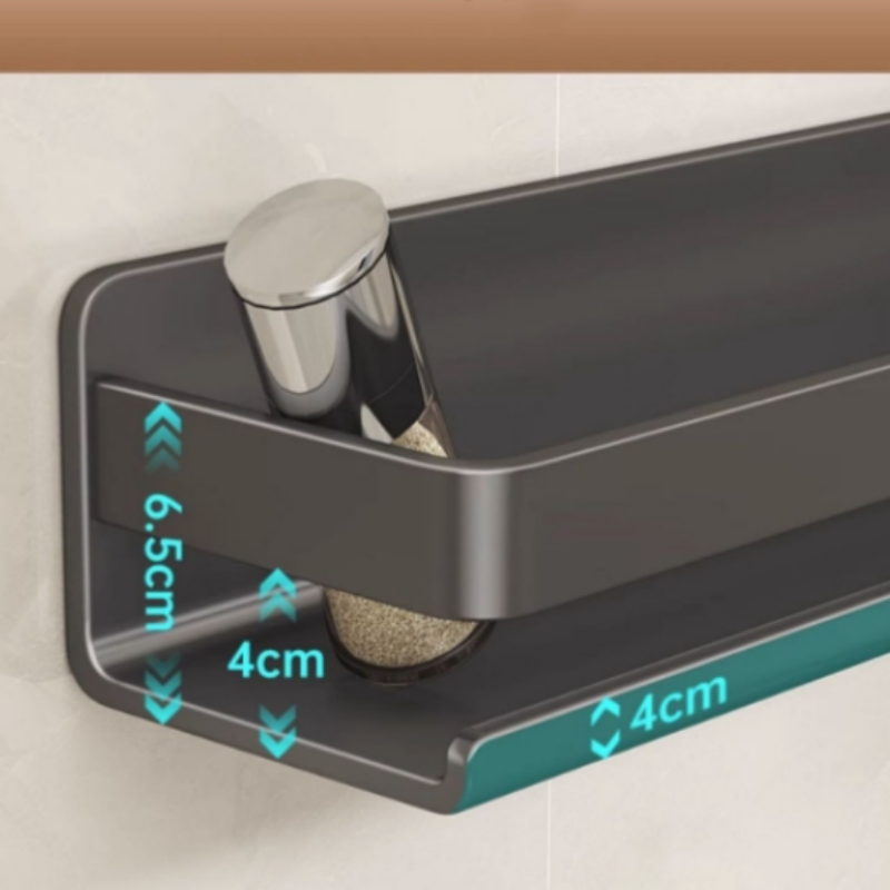Étagère murale pour épices en acier inoxydable 50×10×5,5 cm, sans perçage, multifonction, robuste et facile à installer - 3