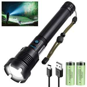 Lampe Torche LED PEAKRO 500 000 Lumens - Rechargeable Ultra Puissante Avec Batterie