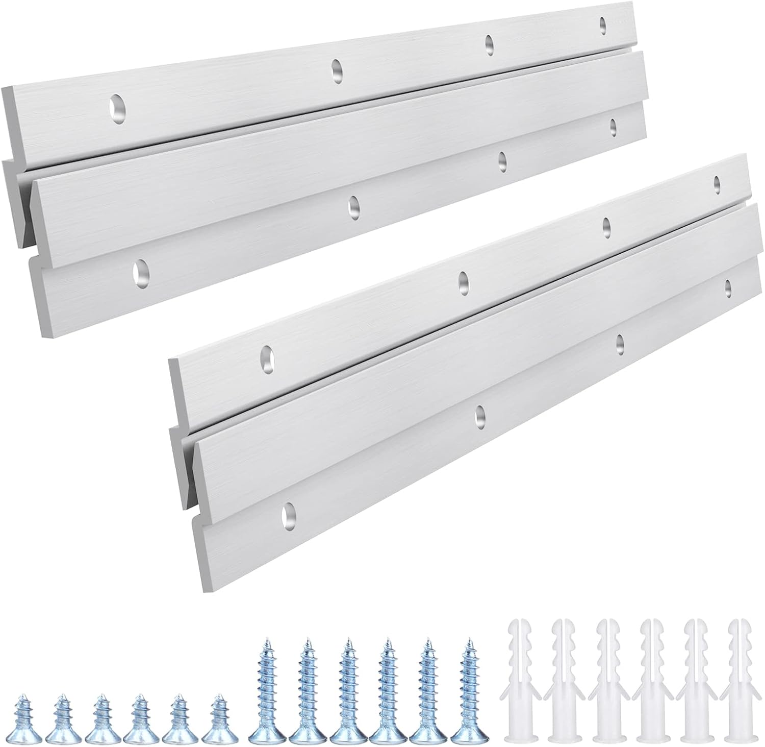 Zestaw aluminiowych haków ściennych Z do montażu obrazów, luster, paneli, szafek i tablic suchościeralnych (30 cm - 1 para)