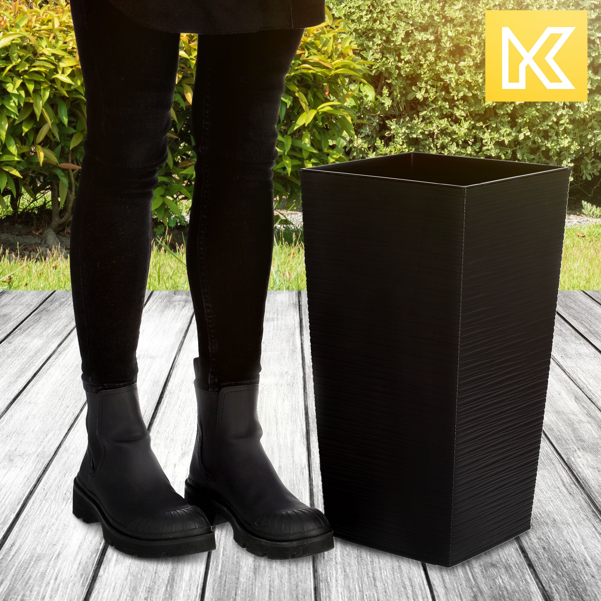 KADAX Vaso da Fiori Alto, Grande Fioriera in plastica per la Decorazione Moderna ed Elegante di Interni ed Esterni, Vaso da Fiori (46,5 cm, Nero) - 4