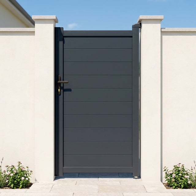 Portillon 1m EIGER H.180cm aluminium gris