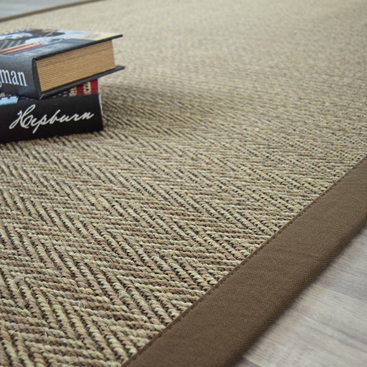 Tapis Sisal - Nairobi chevron - Ganse coton marron - 250 x 350 cm - 2
