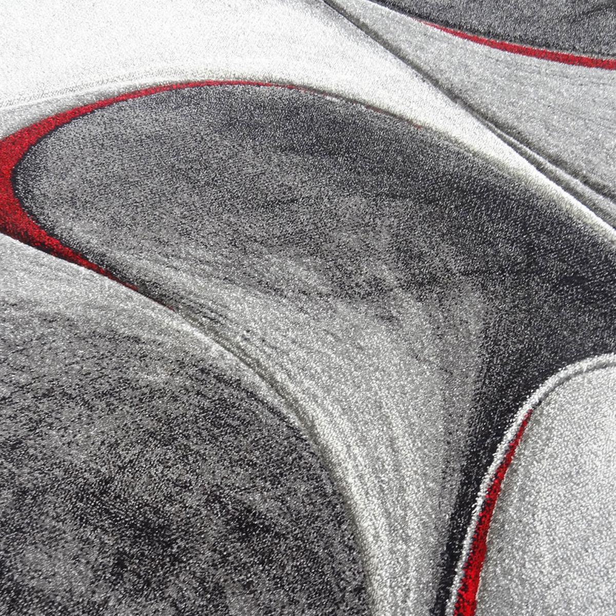 tapis salon 120x170 tissé rouge et gris rectangle motif géométrique LYN8 MADILA - 5