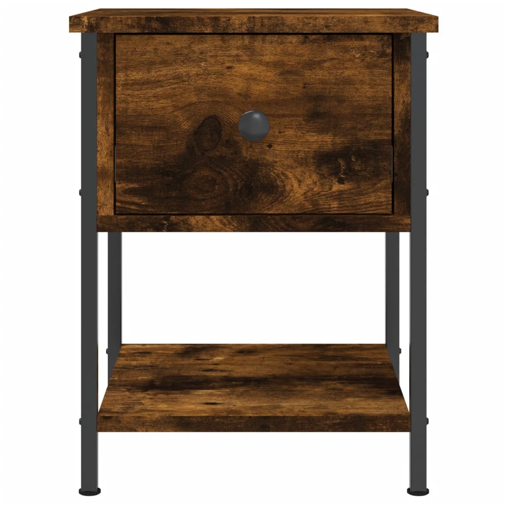 Table de chevet chêne fumé 34x35,5x45 cm bois d'ingénierie - 5