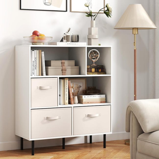 Libreria Organizer A 8 Cubi In MDF Bianco - Contenitore Con Ripiani Aperti, Modulare E Facile Da Montare