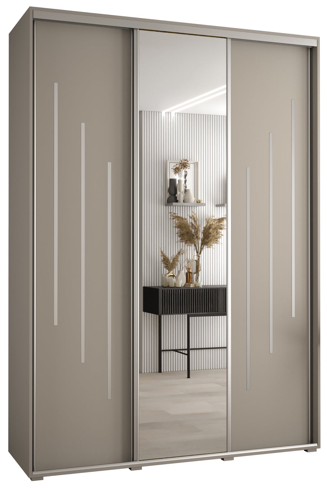 Szafa przesuwna z lustrem wysoka Dakota 9 170 x 45 x 235,2 cm kaszmir + u. Srebrny - Abiks Meble