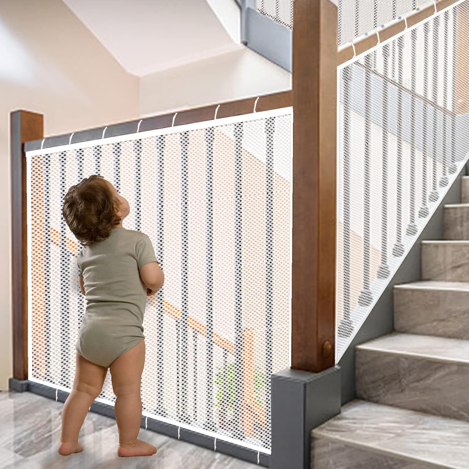 Staircase safety netting, railing protection netting, staircase ...