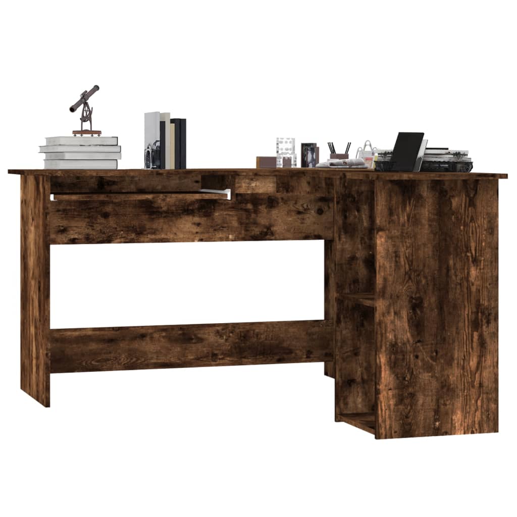 Bureau d'angle，Table de travail，Table d'étude chêne fumé 120x140x75 cm bois d'ingénierie CWV48202 - 3