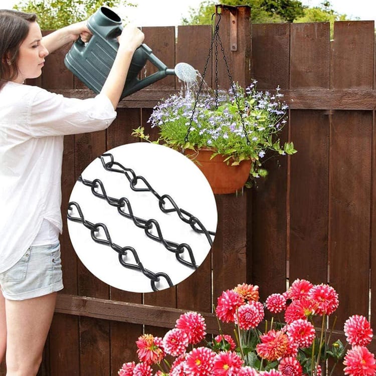 Cadena colgante para macetas, de hierro, de metal, con ganchos en