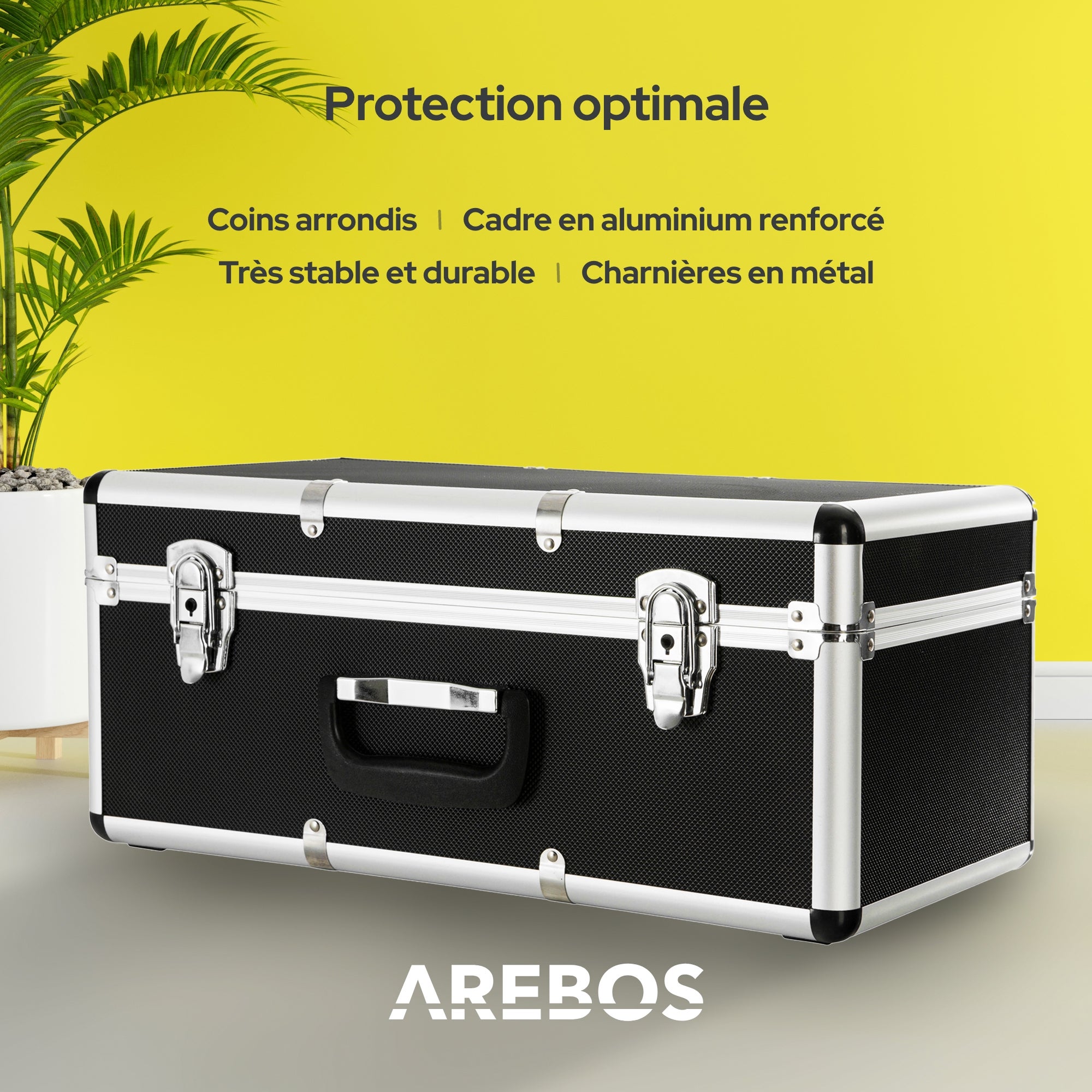 AREBOS Lot de 3 valises de transport Aluminium Volume total de 200 l verrouillables avec poignées Boîtes de transport - 7