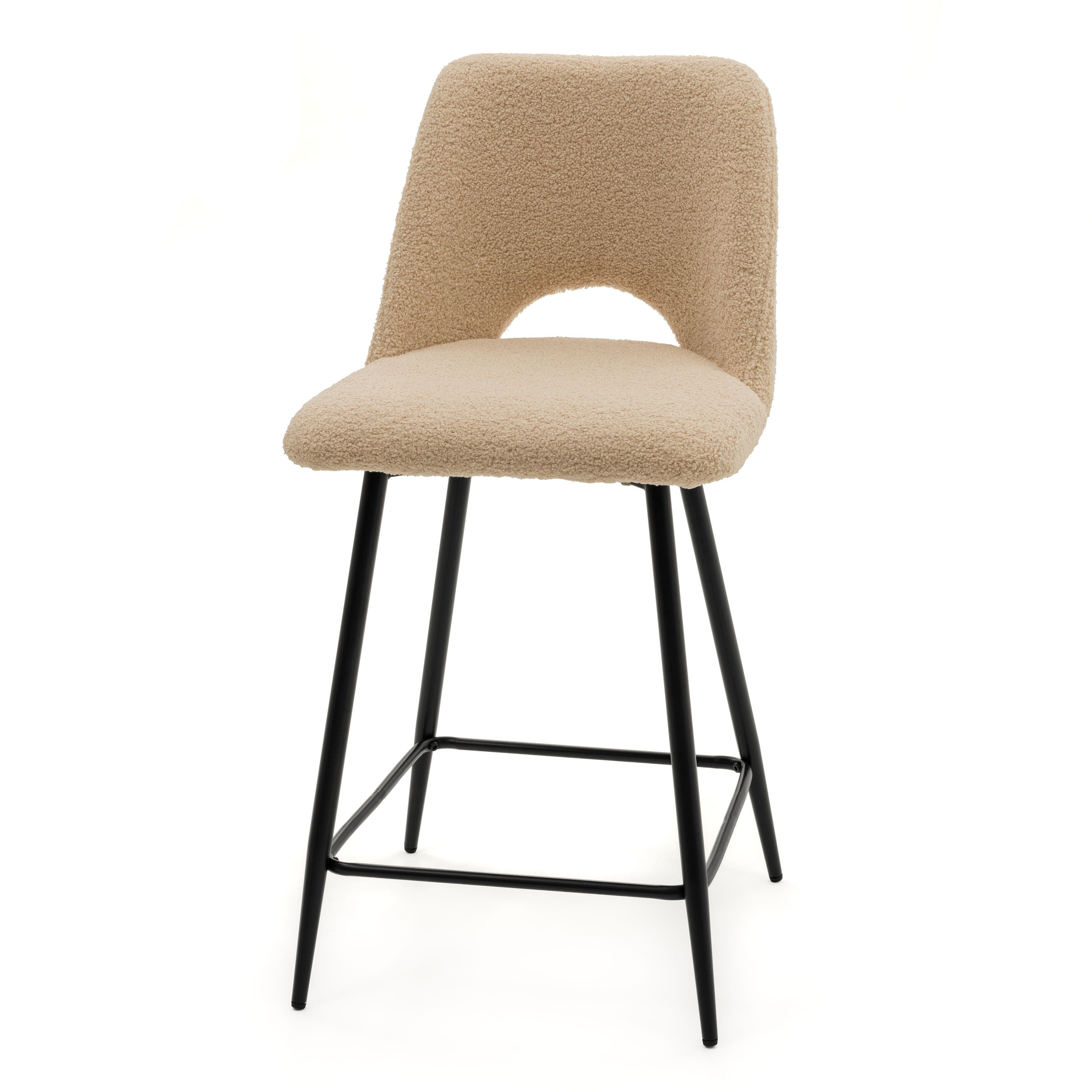 Hoker tapicerowany boucle teddy do salonu jadalni barowy ORO ciemnobeżowy - 3