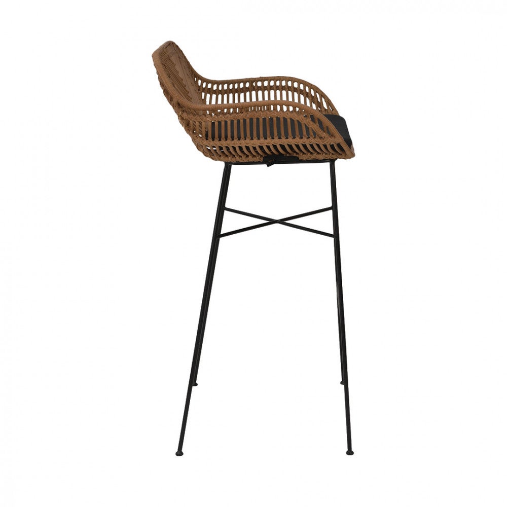 Nunuhai - Lot de 2 tabourets de bar en rotin H76cm - Bois foncé - 5