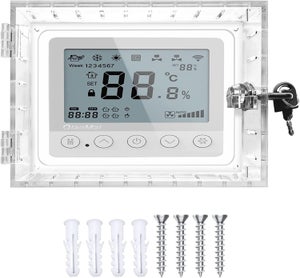 Copertura Per Termostato Con Serratura, In ABS, Antimanomissione E Antibambino, 12,8x9,4x2,5 Cm, Si Installa Senza Attrezzi, In Bianco
