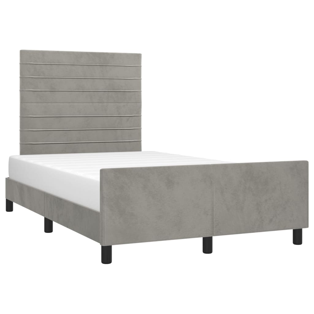 Cadre de lit sans matelas, en velours, gris clair, pour la chambre, 120 × 200 cm - 3
