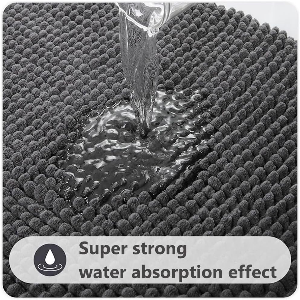 Tapete de banho, tapete de chuveiro antiderrapante, tapete de banheiro de chenille, absorvente de água, lavável à máquina, secagem rápida - 5