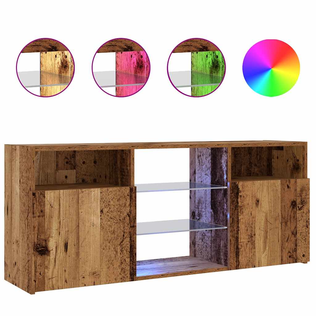 Mobile TV Con Luci LED RGB In Legno Multistrato - Rovere Nero, 120x30x50 Cm, Con Ampio Ripiano