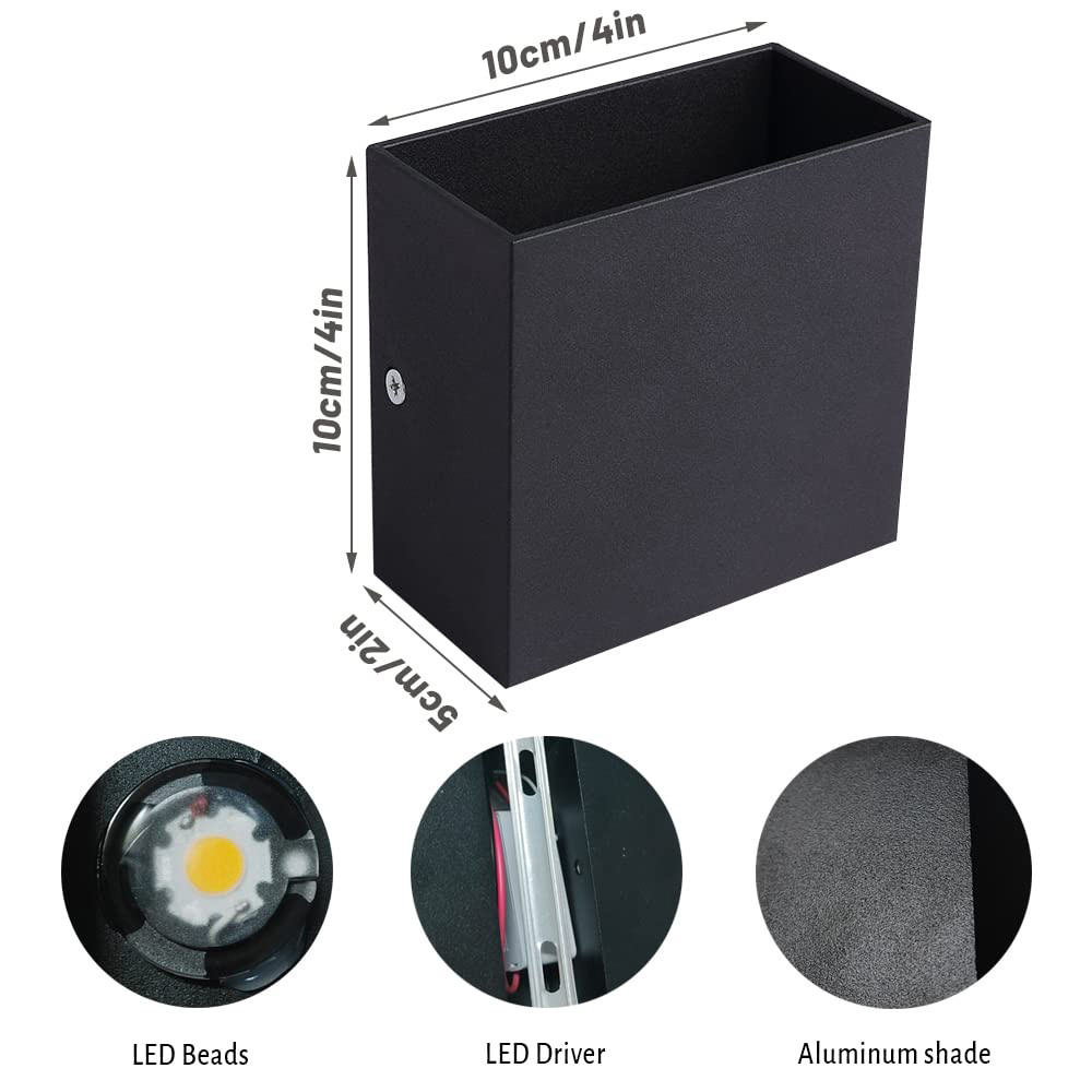 Lot de 4 appliques murales d'intérieur, appliques murales LED modernes en aluminium, applique murale câblée haut et bas, blanc chaud - 3