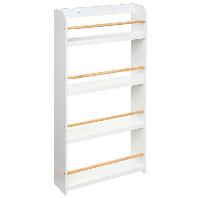 WELLHOME Scaffale da biblioteca classico in legno - Colore bianco - 4 piani - 118 x 55 cm