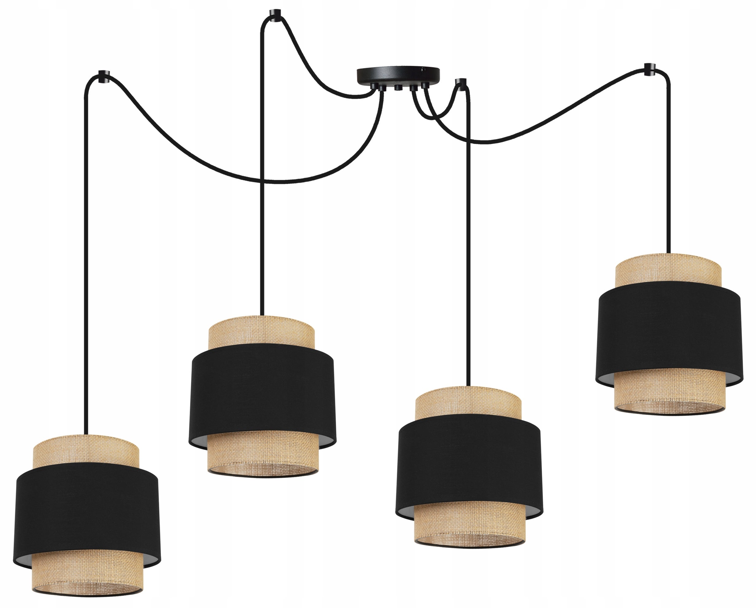 Lampa sufitowa wisząca Boho Pająk loft 4xE27 abażur juta czarny Light Home LH