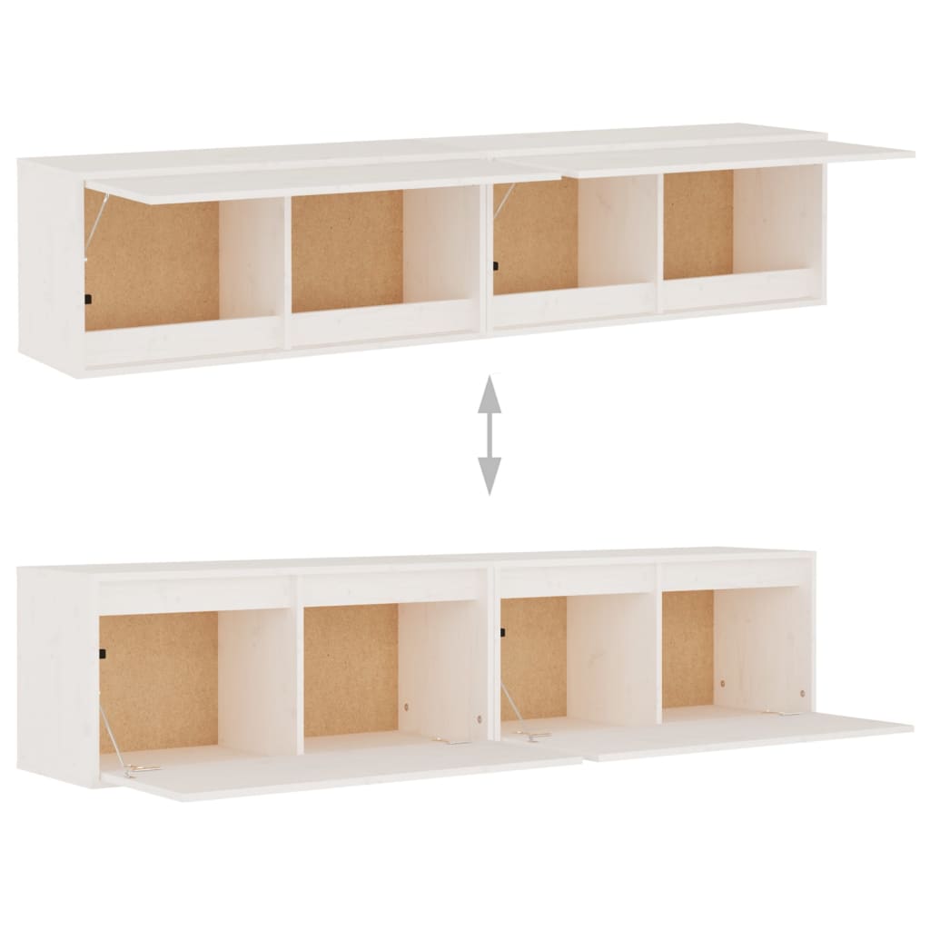 Maison Exclusive - Armario de pared 2 uds madera maciza de pino blanco 80x30x35 cm - 8