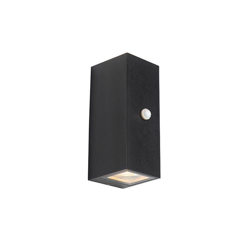 Qazqa nowoczesny lampa ścienna zewnętrzna z czujnikiem ruchu do ogród - Baleno - czarny, max. 35w, gu10, 8.3cm, IP44, z 2