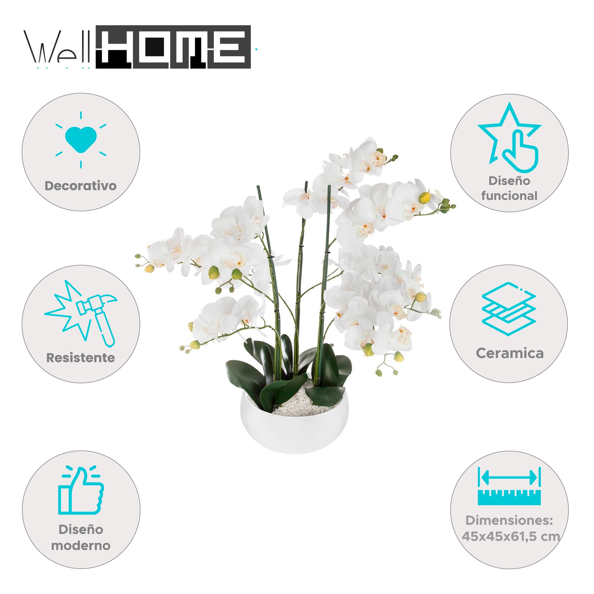 WELLHOME Orquídea Ø45x61,5 cm em branco - 2