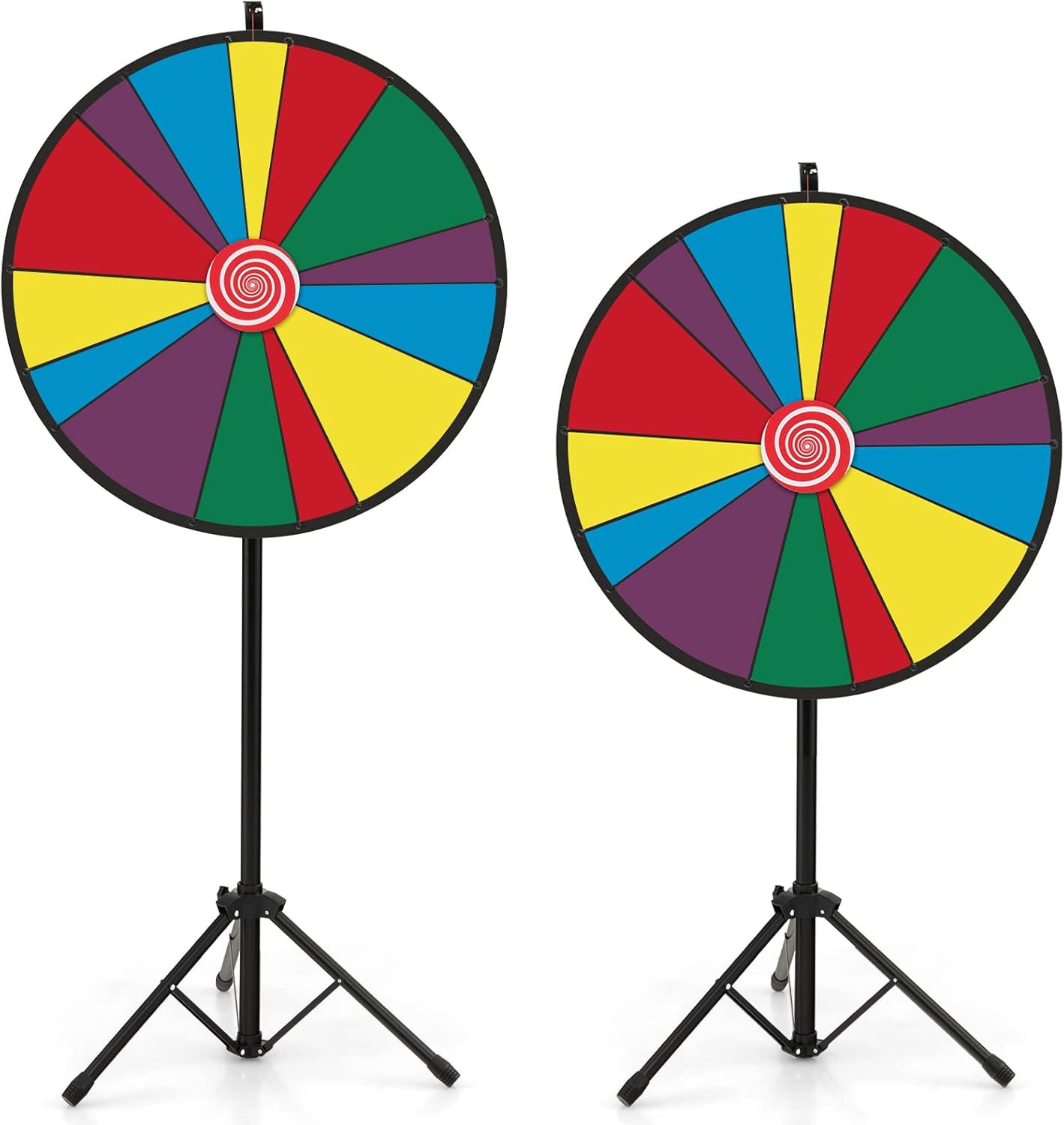 Koło Fortuny Φ 76 cm, Koło z Nagrodami o Regulowanej Wysokości ze Statywem i 14 Miejscami do Personalizacji, na Imprezy, Urodziny