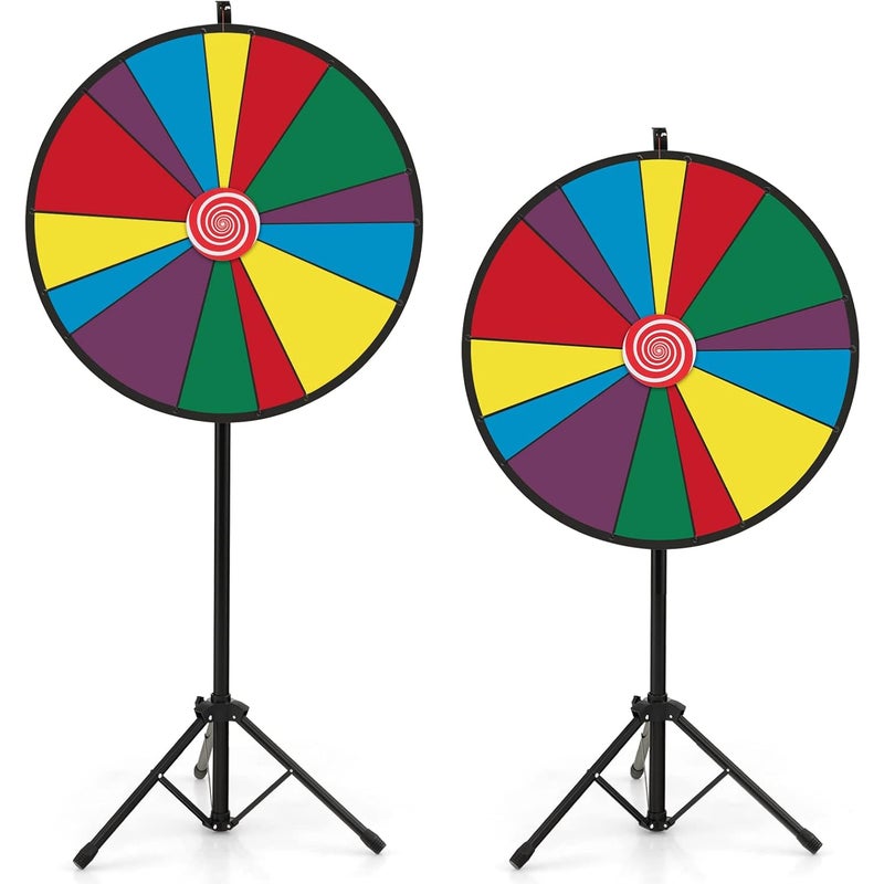 Koło Fortuny Φ 76 cm, Koło z Nagrodami o Regulowanej Wysokości ze Statywem i 14 Miejscami do Personalizacji, na Imprezy, Urodziny