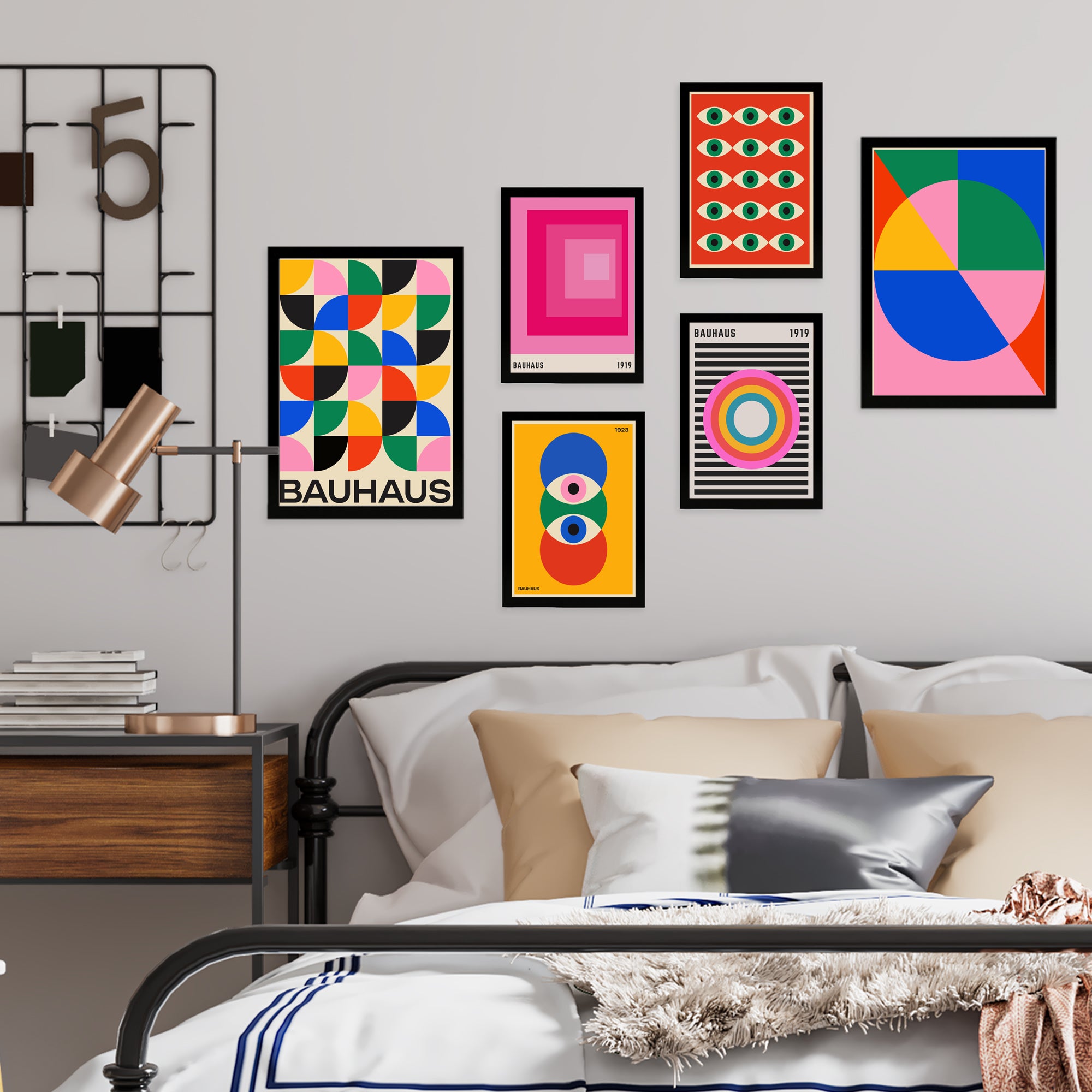 Nacnic Lot De 6 Affiches Formes Géométriques Bauhaus Couleurs Vibrantes - 4