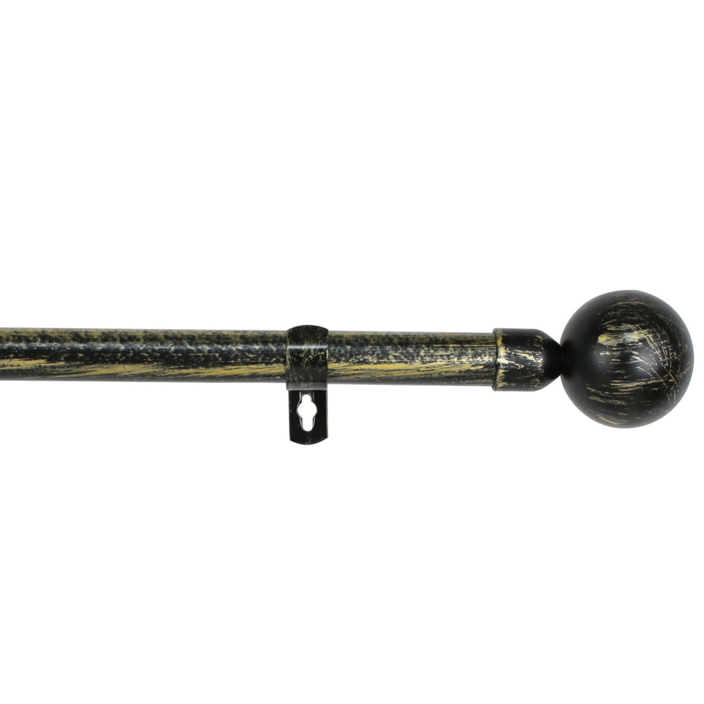 Home mercury-barra sencilla forja universal extensible,barra de cortinas decorativa extensible (negro+dorado, 120-210cm bola)