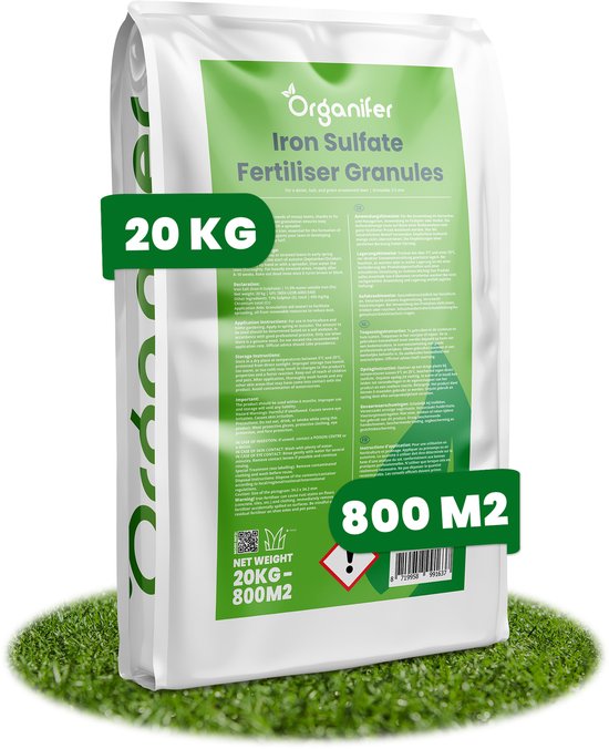 Sulfate De Fer Engrais - Éliminateur De Mousse - 20Kg Pour 800M2 - Organifer