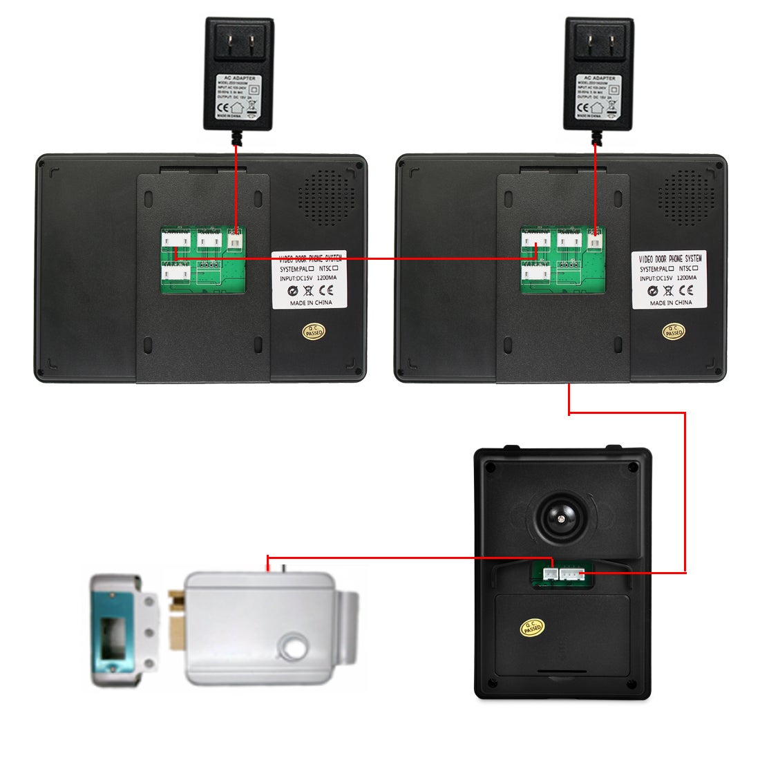 Sonnette vidéo filaire avec écran 7 pouces, interphone bidirectionnel, vision nocturne infrarouge, étanche IP55, kit 1 caméra 1 moniteur, EU - 4