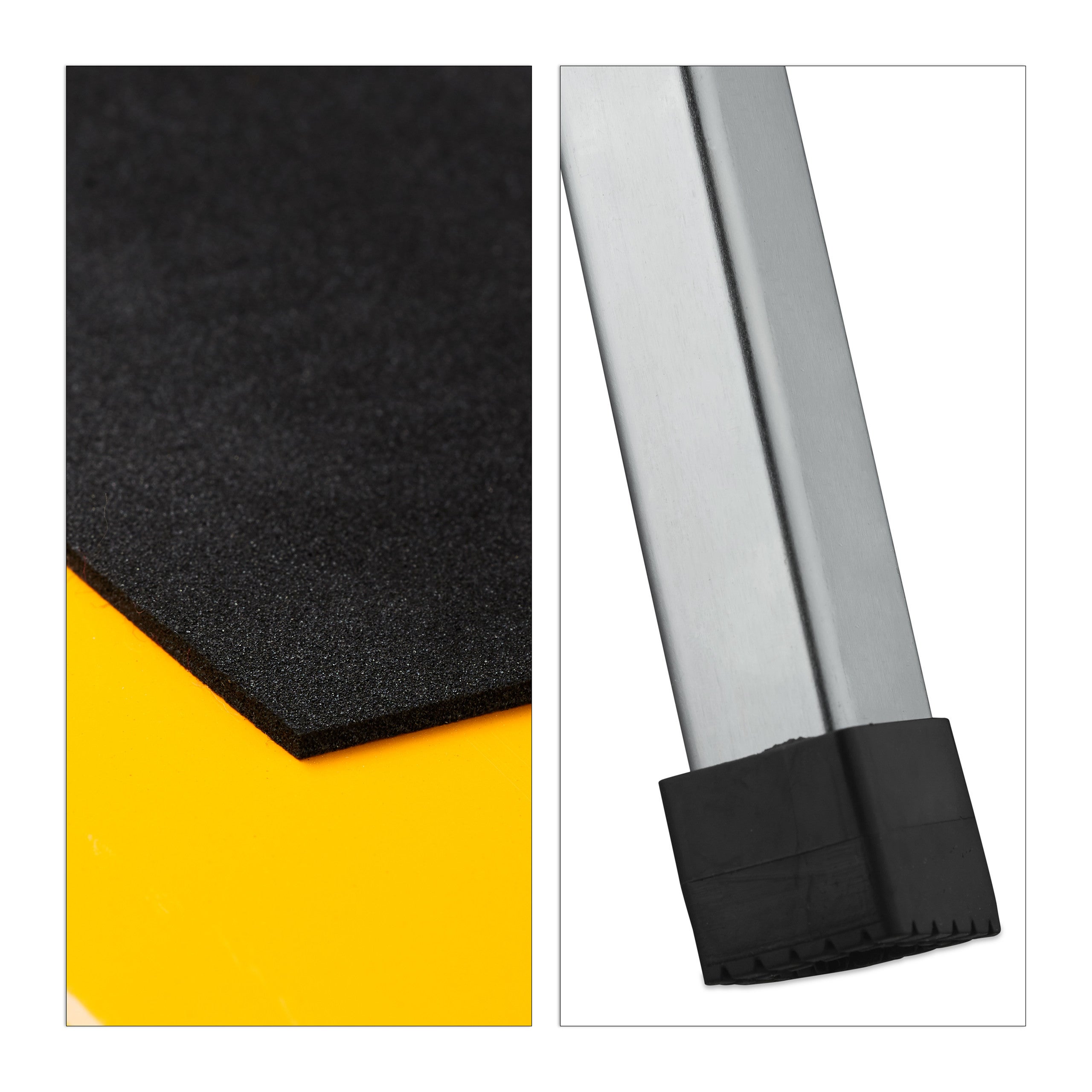 Cavalletto da Lavoro, Set da 2, Pieghevole, max. 150kg, 12 Altezze Regolabili 64-91,5cm, Nero-Arancione, Relaxdays - 9