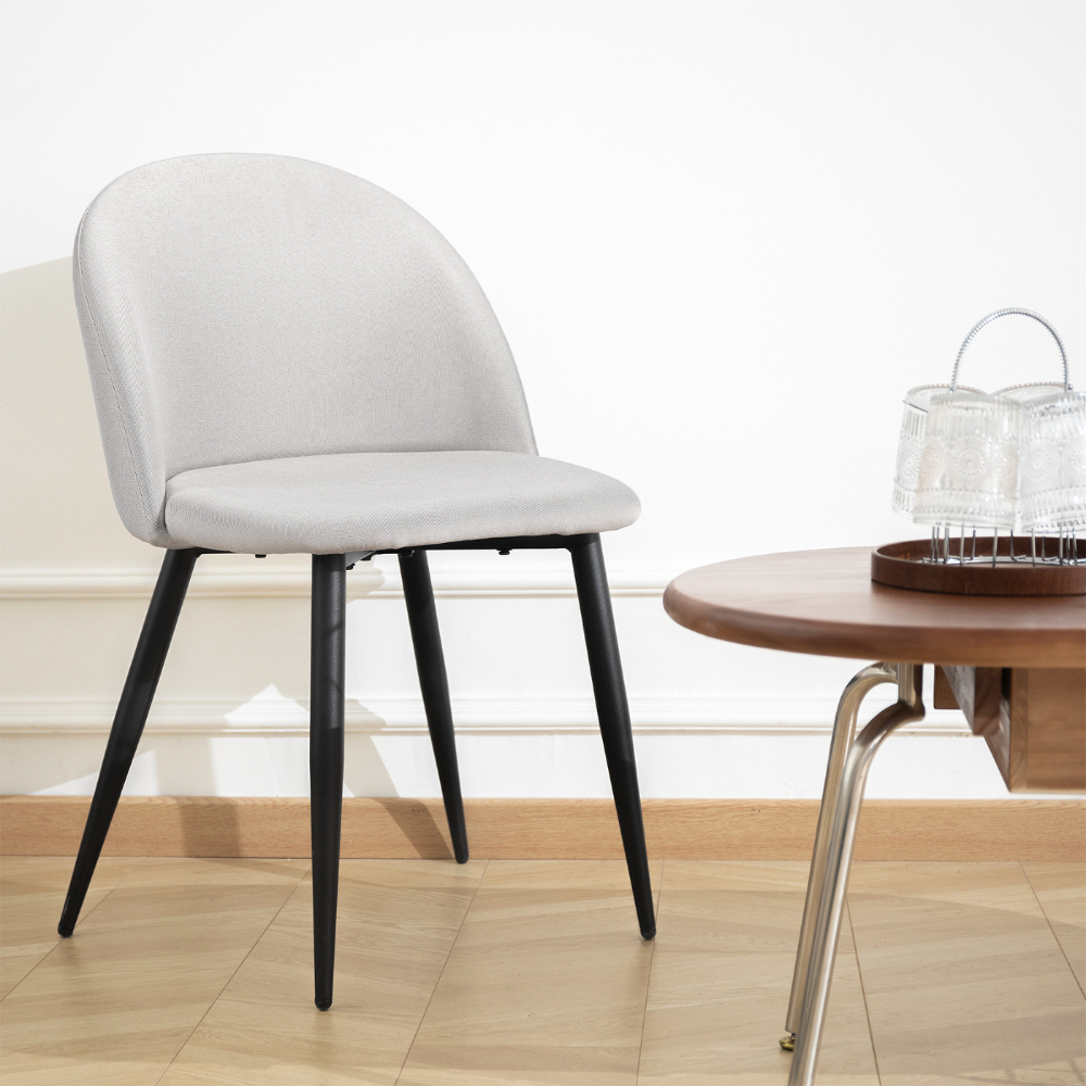 Set di 4 Sedie da Sala da Pranzo Ergonomiche in Lino, Comode, con Struttura Metallica Resistente - 5