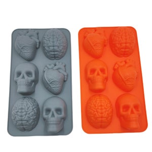 2 Stampi In Silicone A Forma Di Teschio Per Halloween - Per Cioccolato, Caramelle, Ghiaccio, Gelatine, Adatti Al Forno E Freezer, Resistenti Al Calore - 3